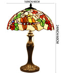 Tiffany Style Double Birds Stained Glass Table Lamp With 16 Inch Shade And 24 Inch Height, Antique Green Bronze Metal Base