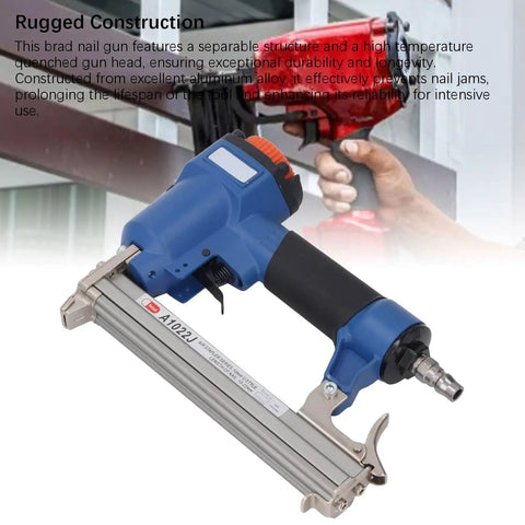 Sleek Lightweight Pneumatic Brad Nailer Badass Aluminum Build Zero Jam Design efficient for carpentry with durable grip and smooth mechanics