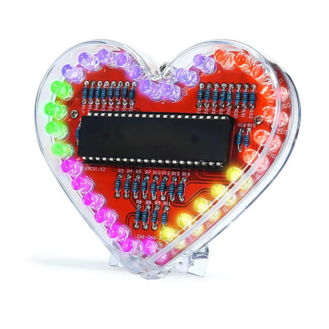 Heart Shaped LED Light Soldering Practice Kit For Beginners And Hobbyists with color changing effects and pre space board