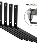 10 Pack Black Cast Iron L Shelf Brackets Heavy Duty Corner Braces Support Sixty Six Pounds Rust Resistant Wall Mount Hardware For Seven Inch Boards.
