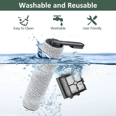 Floor One S5 Combo Replacement Brush Rollers And HEPA Filters Kit for Cordless Wet Dry Vacuum Cleaner, washable in water