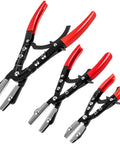 Three Piece Ratchet Hose Pinch Off Pliers Set With 8 Inch 10 Inch And 12 Inch Locking Fuel Line Pliers For Radiator Hose Heater Coolant And Fuel Lines Flexible Clamp Tool For Automotive Repair