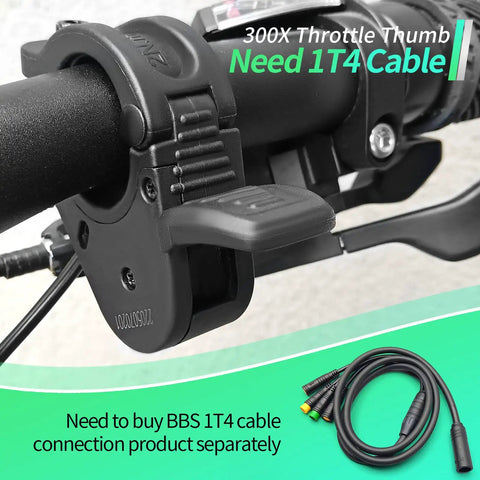 300X Thumb Throttle Waterproof 3PIN Female Plug For E-Bike Handlebar Mount, Works With 12V To 72V BBS01 BBS02 Mid-Drive Motors, Easy On-Bar Installation, Fits 24V To 72V Systems
