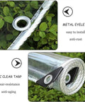 Heavy Duty Tarp With Grommets 3x6ft 14 Mil Waterproof PVC Vinyl Tarpaulin for Outdoor Use showing metal eyelets and clear tarp.