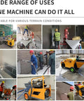 Multiple Electric Cement Spray Plaster Machines in action for various construction tasks like wall coating and plastering.