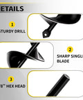 Close-up of 32 Inch Long Garden Auger Drill Bit For Planting Bulbs And Post Holes showing blade and 3/8 inch hex drive head.