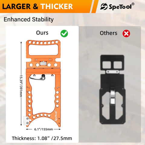 Heavy Duty Track Saw Square Delivering Dead On 90 Degree Guide Rail Alignment Quick Lock Mechanism Extra Thick Anodized Aluminum Body side by side comparison with competitor's product.