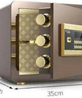 Home And Office Dual Lock Safe Box With Password Or Fingerprint Access, brown metal, 35x25x25cm, digital keypad and lock visible