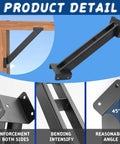 Heavy Duty 12 Pack 45 Degree Angle Pergola Bracket Kit For 4x4 Lumber Gazebo Construction Open Corner Steel Brackets 3.6x3.6 Inch Reinforcement For Wooden Structures, displaying detailed views of steel bracket construction, angles, and reinforcement features.