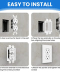 Installation steps for 8 Pack 1-Gang Electrical Box Extenders With 16 Screws, Durable Plastic Outlet Box Extension Kit, White