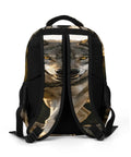 Rock Mountain Grey Wolf Print Unisex Backpack back view with wolf image, breathable straps, durable polyester, adventure ready daypack