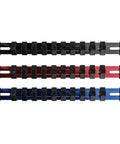 3/8-Inch Drive Aluminum Socket Rail Set With Locking End Caps Holds 10 Sockets Per Rail Includes Red Blue And Black Rails