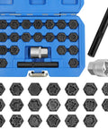 22 Piece Wheel Locking Nut Key Kit For Audi 2002 2012 With Universal Socket Adapters displayed with case and tools.