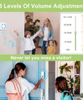 Wireless Waterproof Doorbell Kit With 2 Push Buttons And 2 Plug In Receivers 1300 Feet Range 55 Chimes No Fuss visible with family and volume chart