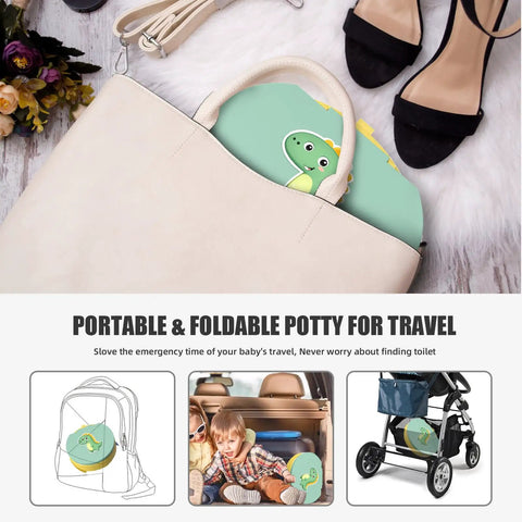 Foldable Toddler Potty Seat With 60 Disposable Liners Compact Car Travel Toilet For Kiddos Hassle Free On The Go Potty Training Kit Road Trip Ready And Fast Pack