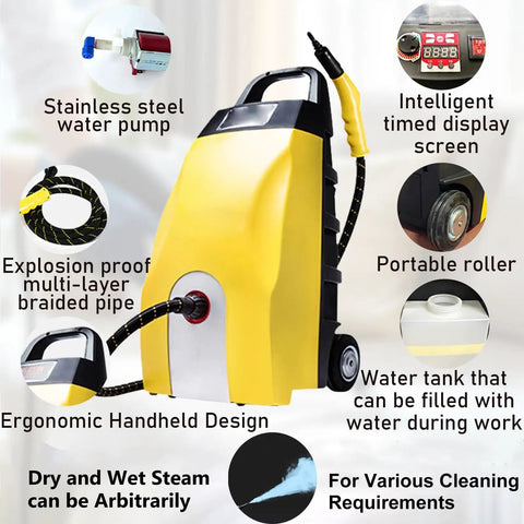 Orisuntech Multi Purpose High Pressure Steam Cleaner With Ozone For Kitchen Grease Carpet Extraction Car Auto Detailing Heating Appliance Cleaning And Deodorizing At 150 Degrees C Deep Sanitization Solution featuring ergonomic design and stainless steel water pump.
