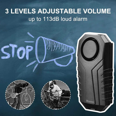 Beefy 113dB Wireless Bike Alarm With Remote Vibration And Motion Sensor IP55 Waterproof Adjustable Sensitivity and Volume