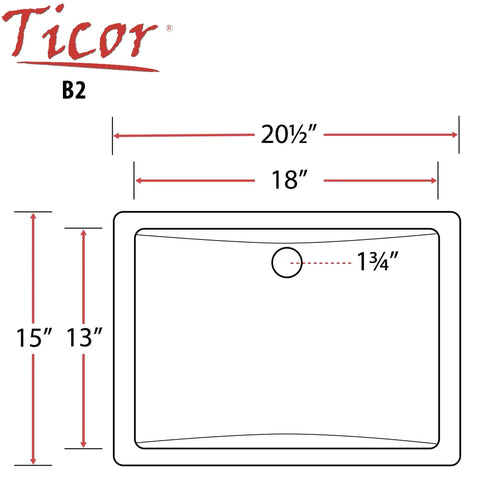 Diagram showing dimensions of Square White Porcelain Undermount Bathroom Vanity Sink, 20.5 Inch, Ceramic Vitreous China