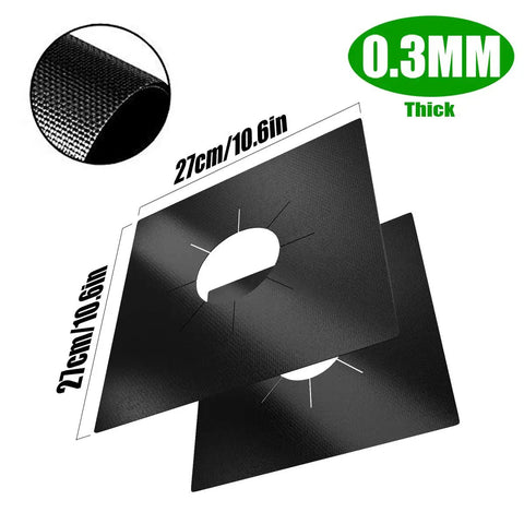 Double Thickness 0.3 mm Gas Stove Burner Covers 8 Pack Nonstick Reusable Liners 10.6 Inch Black PTFE Teflon Material