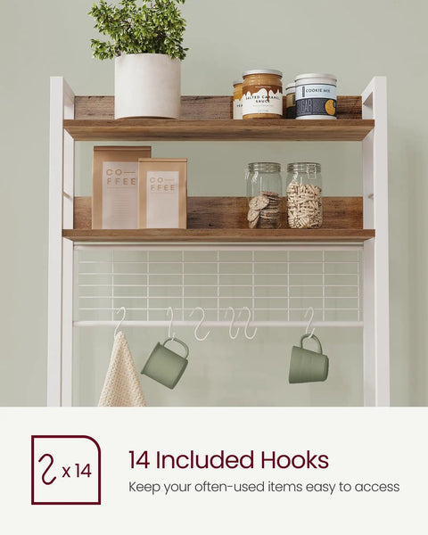 Multifunctional Bakers Rack With Built In Power Strip Microwave Stand And Coffee Station Setup Is A Straight Up Game Changer For Compact Living And Smart Kitchen Organization