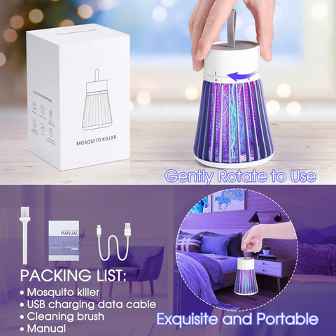 Rechargeable Mosquito Zapper For Home And Camping With UV Purple Light Electric Insect Trap USB Charging Safety Grid