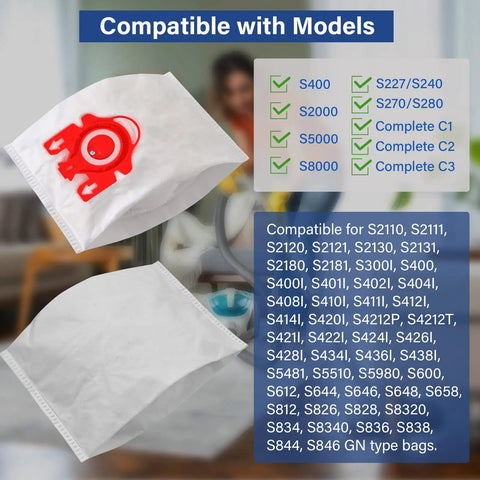 14 Packs 3D Airclean Replacement Bags For FJM Vacuum Cleaners Compatible With Compact C1 C2 Complete C1 S241 S290