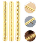 Continuous Hinge Heavy Duty Eight Pack Gold Iron Piano Hinge 3.94 By 0.59 Inch with pre-drilled holes and rounded edge