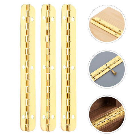Heavy Duty Continuous Piano Hinges 3.94 By 0.59 Inches, 8 Pack Iron Long Hinges with golden finish and pre-drilled holes