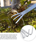 Three Prong Root Rake For Gardening Stainless Steel Easy To Use Soil Loosener Tool Set For Bonsai And Plants in use with tree