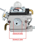 Carburetor Fuel Line Kit For 122C Trimmer Models 122LK 122LD 122LDX 22cc 2 Cycle Gas String Trimmer, showing metal parts and dimensions