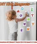 Dope DIY Fridge Magnet Kit For Photo Crafts with magnets displayed on fridge used by child. Sizes 50x50 mm and 63.5x63.5 mm.