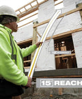 Construction worker using 16 Foot Tape Measure With Half Inch Wide Steel Blade In A Rugged ABS Case Impact Resistant And Compact