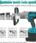 Powerful 800Nm Brushless Cordless Rebar Threader And Steel Bar Cutter with adjustable tooth hole spacing for clamping.