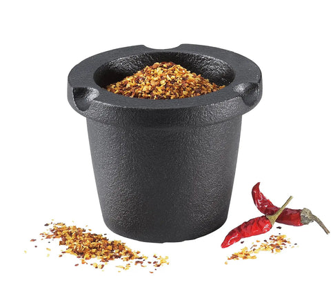 Cast Iron Spice Grinder Set With Beech Wood Lid For Spices Herbs And Seeds, 3 Inch Black Grinder For Fresh Flavor, Chef Grade Kitchen Tool Built To Last And Grind Fast