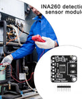 INA260 Current Voltage Power Sensor Module with detailed connections for heavy duty electronics projects in use.