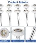 Image showing 10 Pack Nylon Garage Door Rollers With Sealed 1.8 Inch Stem And 4.7 Inch Pulley Wheels Quiet Durable Heavy Duty High Load High Performance Bearings Replacement Wheel Set For Garages Barns And Warehouses.