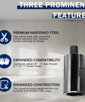 1-1/4 Inch 7 Female To 5/8 Inch 11 Male Thread Core Drill Bit Adapter For Concrete, highlighting features of premium steel, compatibility, and durability.