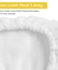 Close-up of honeycomb mesh lining on reusable mop pads replacement for Oreck steamer mop washable mop head 6 pack.