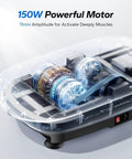 Whole Body Vibration Plate Exercise Machine with 150W motor and 11mm amplitude, highlighting motor components and design.