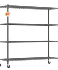 Beefy 4 Tier Wire Shelving Unit On Wheels 60 Inch Wide 24x60x72 Inches Holds Up To 2,400 Lbs Adjustable Metal Shelves For Garage Pantry And Kitchen Black Powder Coated Steel Heavy Duty Storage Rack, front view