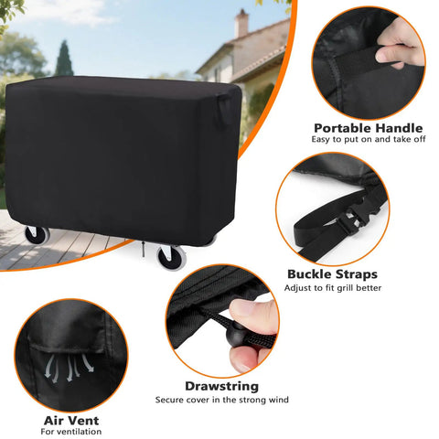 Waterproof Rolling Tool Cart Cover 36x18x33 Inch For 32x18 Mobile Utility Carts, Heavy Duty All Weather Protection features visible handle and straps.