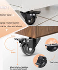 Heavy Duty 2 Inch Caster Wheel Set Of 4 With Dual Brakes Floor Protecting Rubber Swivel Casters on furniture with dual lock feature.