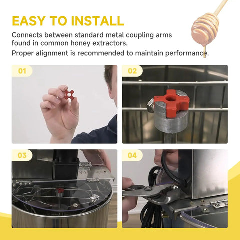 Easy install steps for Plug And Play Easy Install Plastic Bushing Connector for Honey Extractor Replacement Fits 2 to 4 Frame Electric And Manual Units Compatible With VEVOR And VIVO Models Works With BEE V002E V003E V004E And Other 2 to 4 Frame Extractors PT BE BU01