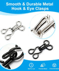 Top Shelf 100 Pair Metal Hook And Eye Fasteners With Hidden Sewing Closures In Black And Silver Rustproof Garment Closures. Smooth clasps.