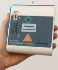 Practi-TRAINER Essentials AED training device with gray front panel and white housing; training-only label