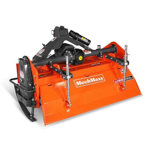 48 Inch Rotary Tiller For 3 Point Hitch Cat 1 And 2 Gear Drive With PTO Shaft Included And Slip Clutch, orange