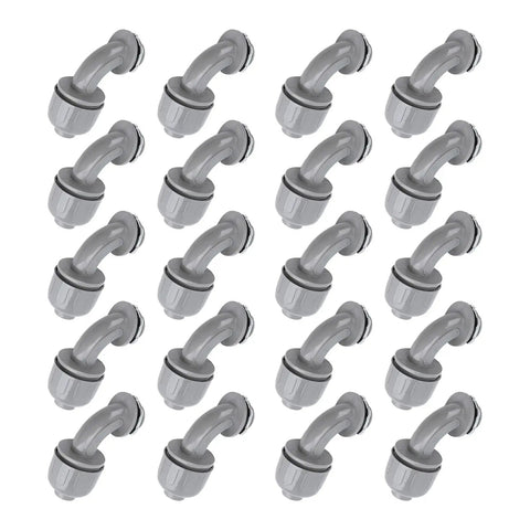20 Pack Liquid Tight Connectors 1/2 Inch NPT Nylon 6 90 Degree Angle Electrical Flexible Conduit Fittings For Hvac Motors Pumps showing connectors.