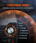 Control panel of Stud Welder Dent Repair Kit 1.8KW Auto Body Spot Welder With Auto And Manual Weld Modes 110V showing 7 modes
