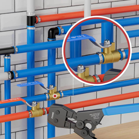 Pack Of 10 Half Inch Pex Brass Full Port Shut Off Ball Valve For Hot And Cold Water With Red And Blue Handles UPC Certified ASTM