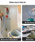 Garden hose 3/4 in x 3 ft blue kink-free flexible hose with female fittings for washing machines, sinks, and boats
